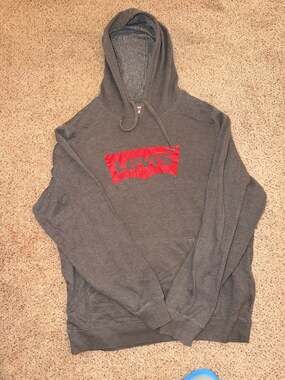 Levi's Logo Graphic Pullover Hoodie Gray Size Large